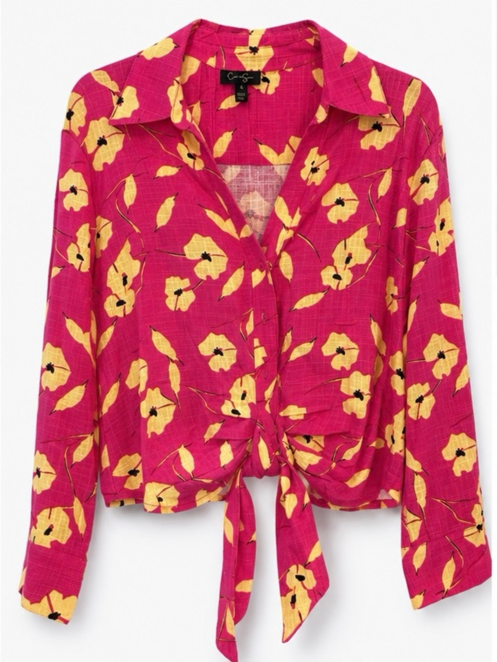 Pink Floral Tie-Front Shirt